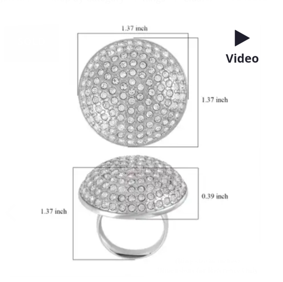 Crystal dome ring in stainless steel, Sz.7 - Picture 2 of 3